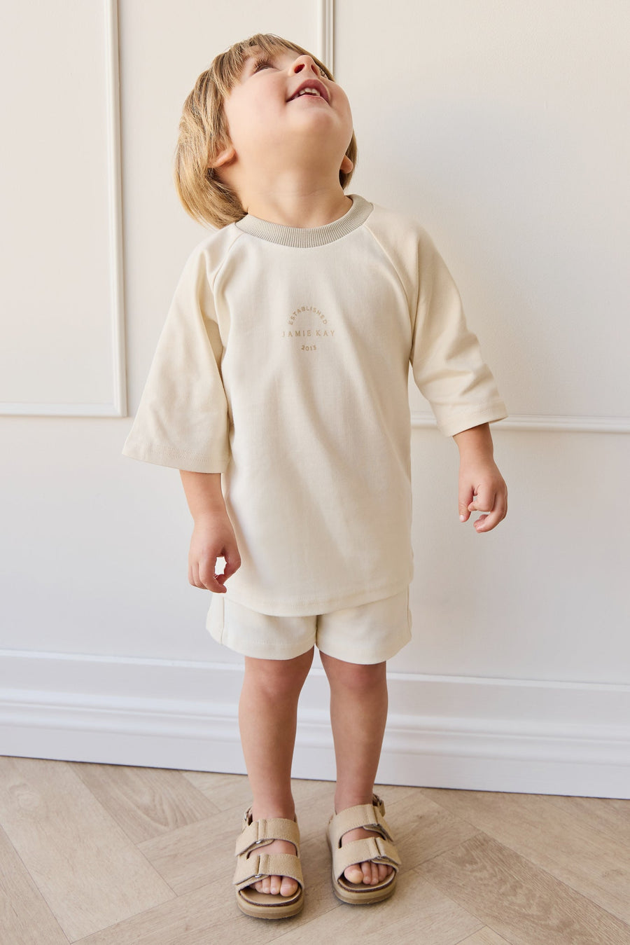 Pima Cotton Emmett Short - Cloud/Oat JK Established Childrens Short from Jamie Kay Australia