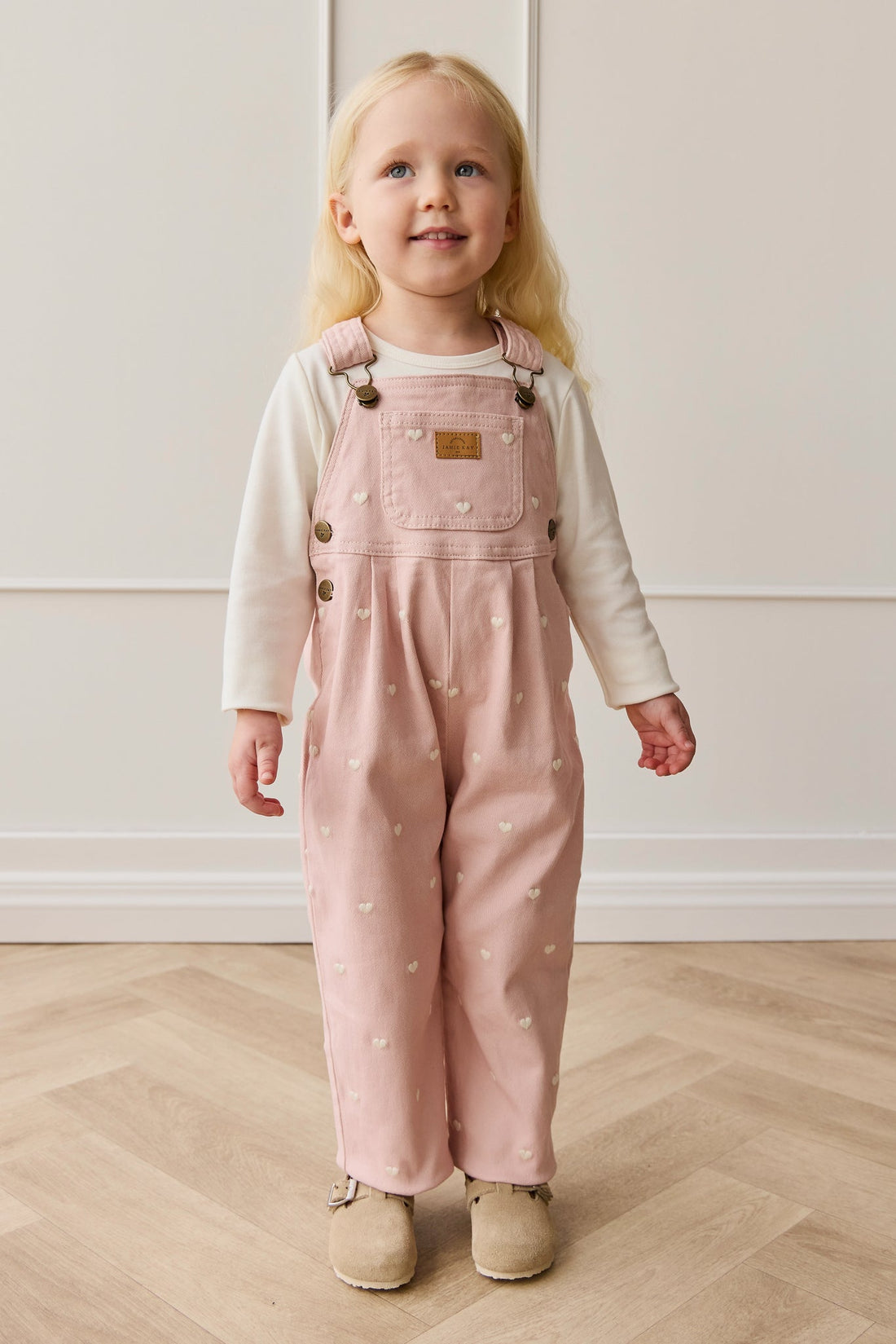 Blair Overall - Petite Heart Peach Childrens Overall from Jamie Kay Australia