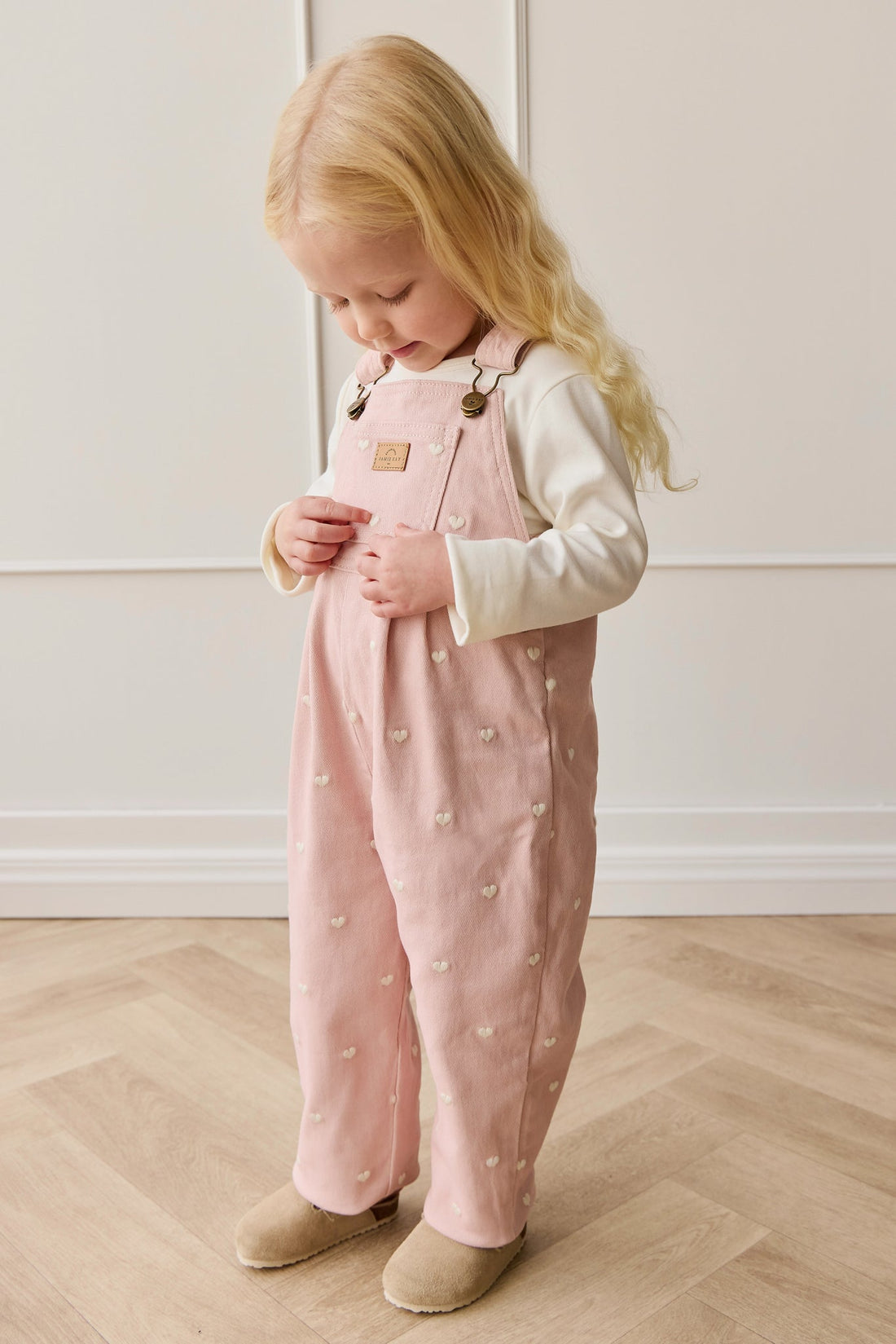 Blair Overall - Petite Heart Peach Childrens Overall from Jamie Kay Australia