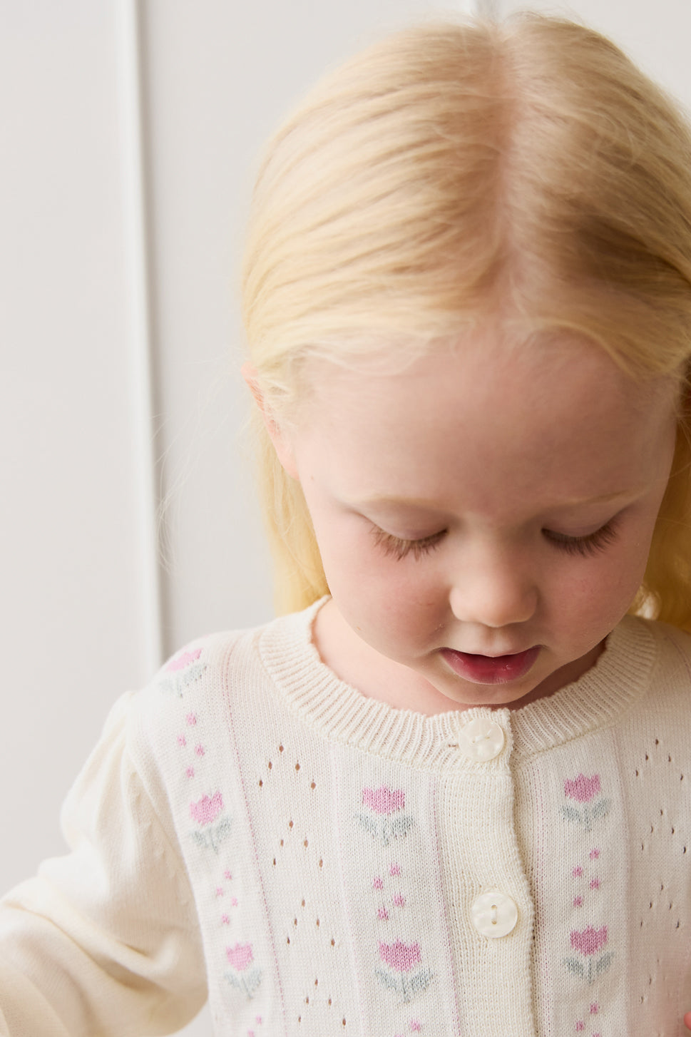 Willow Cardigan - Willow Jacquard Parchment Childrens Jumper from Jamie Kay Australia