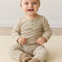 Organic Cotton Modal Everyday Legging - Narrow Stripe Balm/Cloud Childrens Legging from Jamie Kay Australia