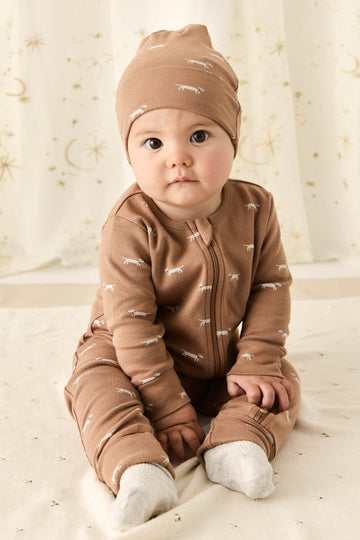 Organic Cotton Reese Zip Onepiece - Cosy Basil Spiced Childrens Onepiece from Jamie Kay Australia