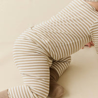 Organic Cotton Modal Everyday Legging - Narrow Stripe Balm/Cloud Childrens Legging from Jamie Kay Australia