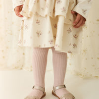 Ribbed Tight - Dusky Rose Childrens Tights from Jamie Kay Australia