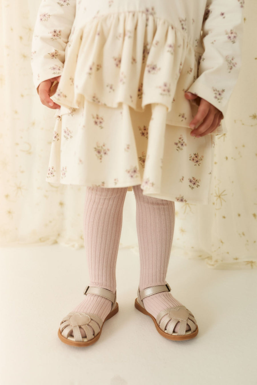 Ribbed Tight - Dusky Rose Childrens Tights from Jamie Kay Australia