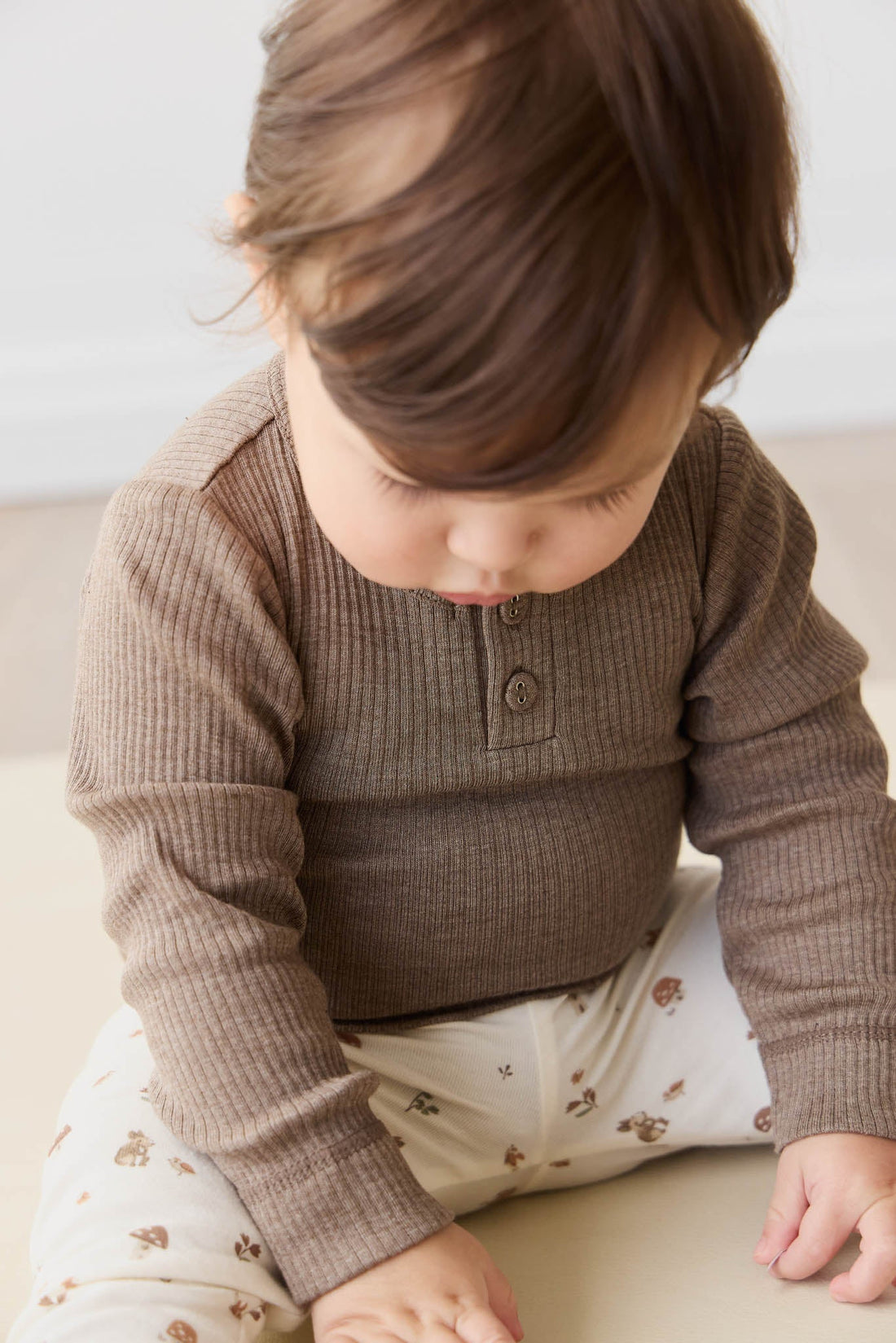 Organic Cotton Modal Long Sleeve Bodysuit - Brownie Marle Childrens Bodysuit from Jamie Kay Australia