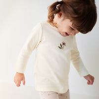 Pima Cotton Long Sleeve Top - Parchment Petite Goldie Childrens Top from Jamie Kay Australia