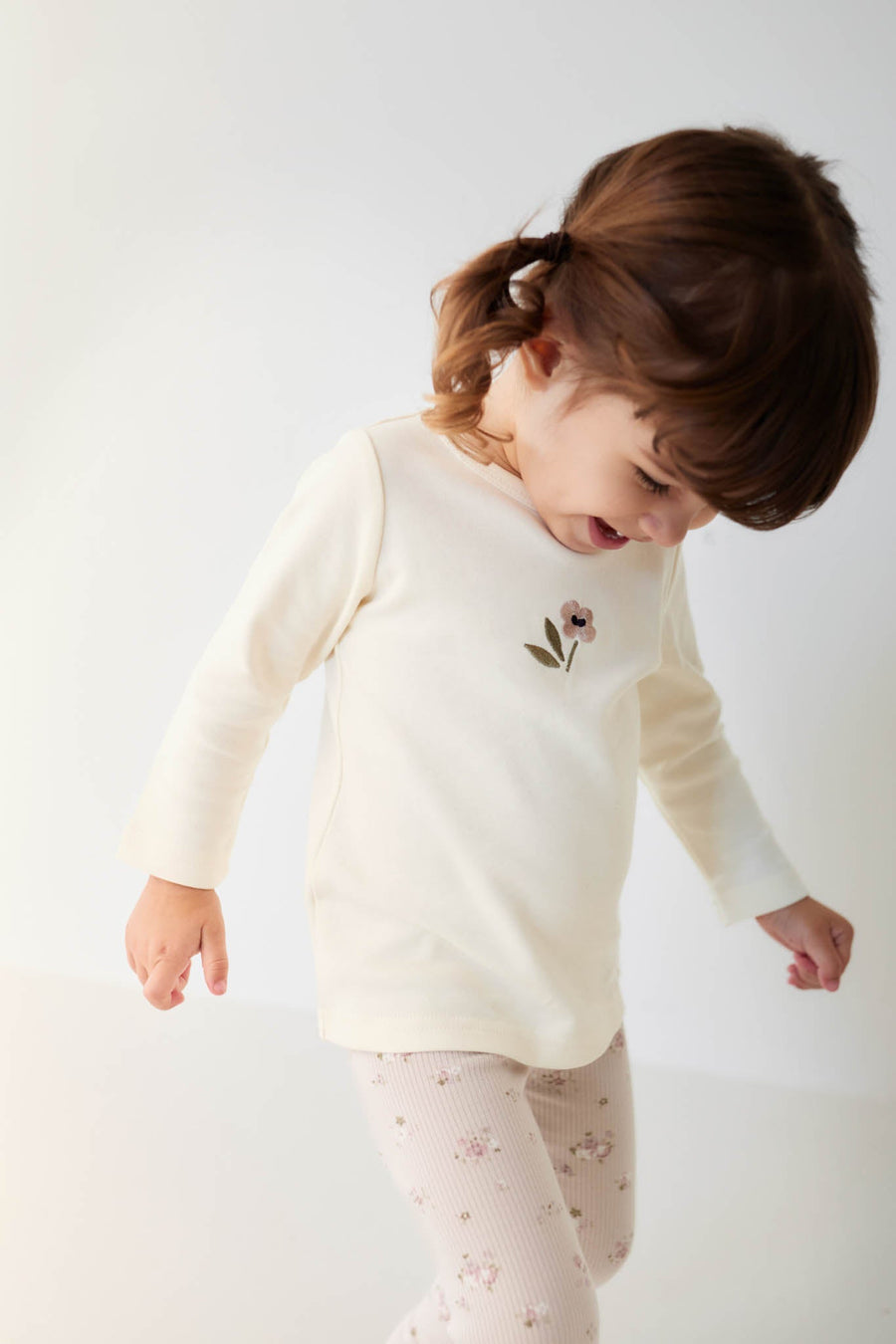 Pima Cotton Long Sleeve Top - Parchment Petite Goldie Childrens Top from Jamie Kay Australia