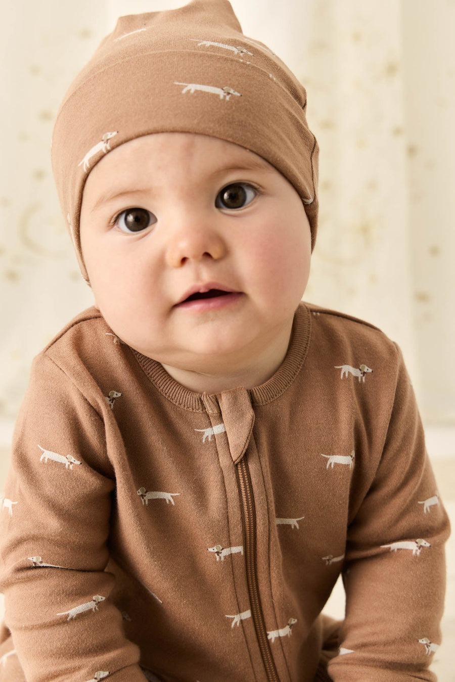 Organic Cotton Reese Zip Onepiece - Cosy Basil Spiced Childrens Onepiece from Jamie Kay Australia