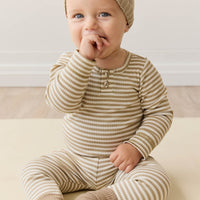 Organic Cotton Modal Everyday Legging - Narrow Stripe Balm/Cloud Childrens Legging from Jamie Kay Australia