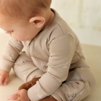 Organic Cotton Reese Zip Onepiece - Set Sail Vintage Taupe Childrens Onepiece from Jamie Kay Australia