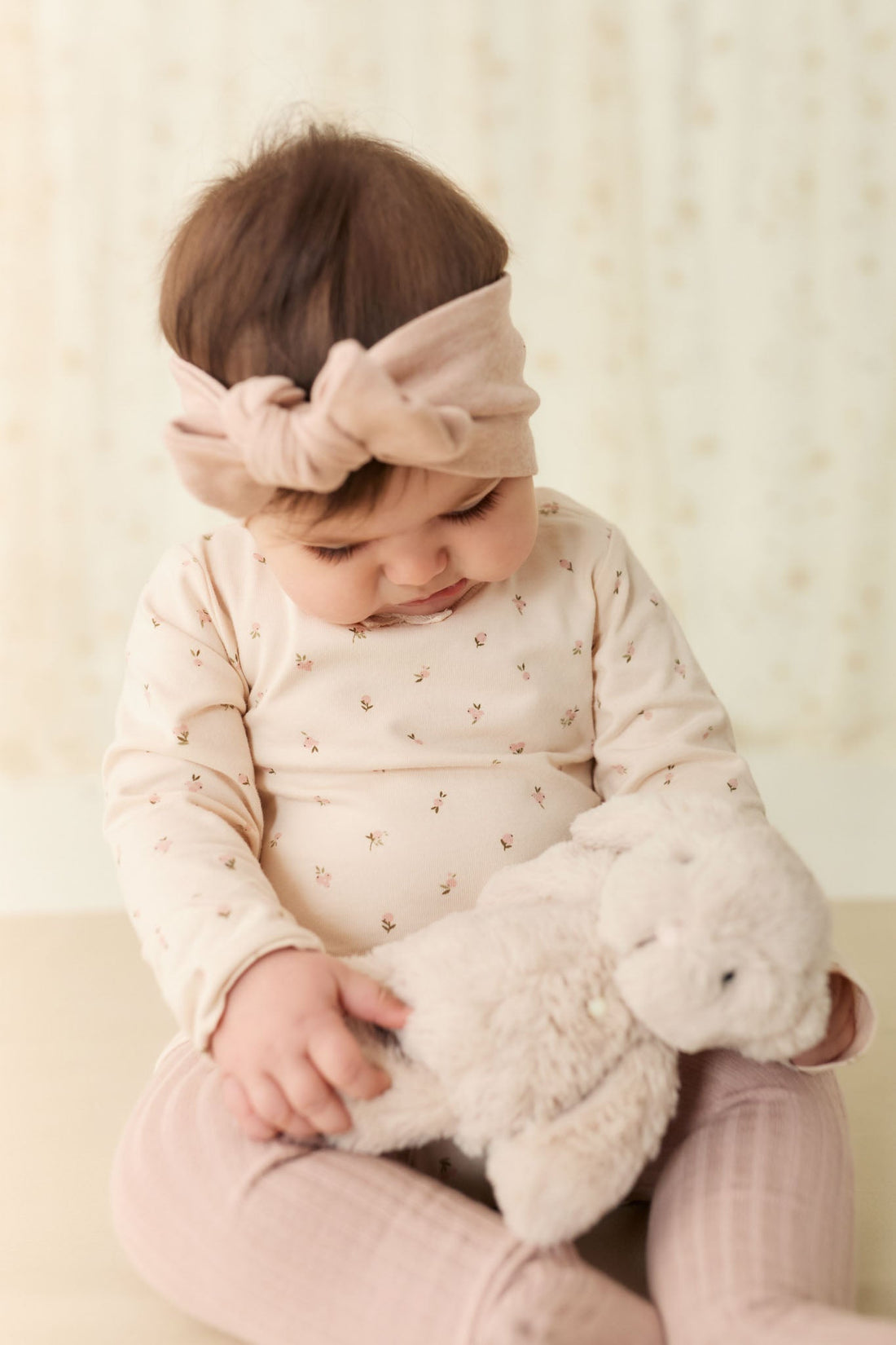 Organic Cotton Long Sleeve Bodysuit - Ditsy Berry Rose Childrens Bodysuit from Jamie Kay Australia