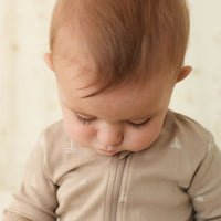 Organic Cotton Reese Zip Onepiece - Set Sail Vintage Taupe Childrens Onepiece from Jamie Kay Australia