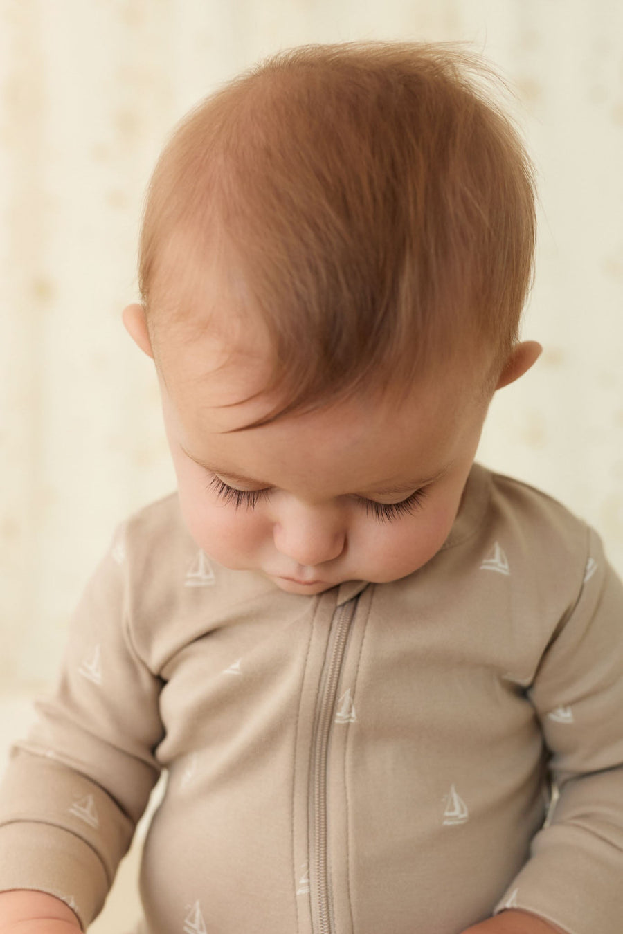 Organic Cotton Reese Zip Onepiece - Set Sail Vintage Taupe Childrens Onepiece from Jamie Kay Australia