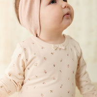 Organic Cotton Long Sleeve Bodysuit - Ditsy Berry Rose Childrens Bodysuit from Jamie Kay Australia