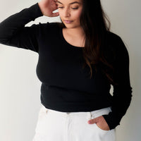 Organic Cotton Modal Womens Long Sleeve Top - Black Childrens Womens Top from Jamie Kay Australia