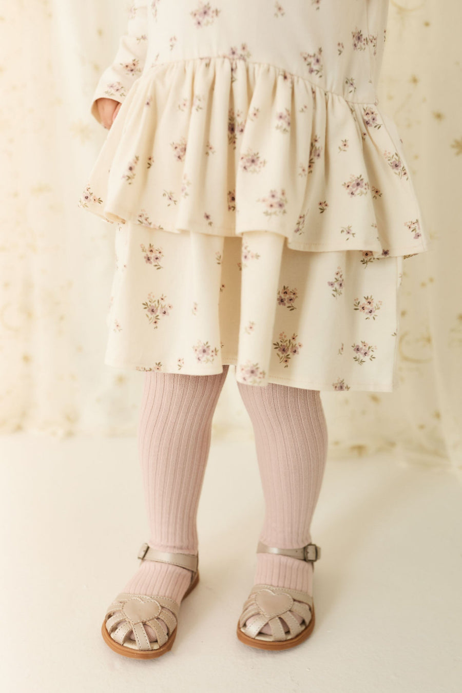 Ribbed Tight - Dusky Rose Childrens Tights from Jamie Kay Australia