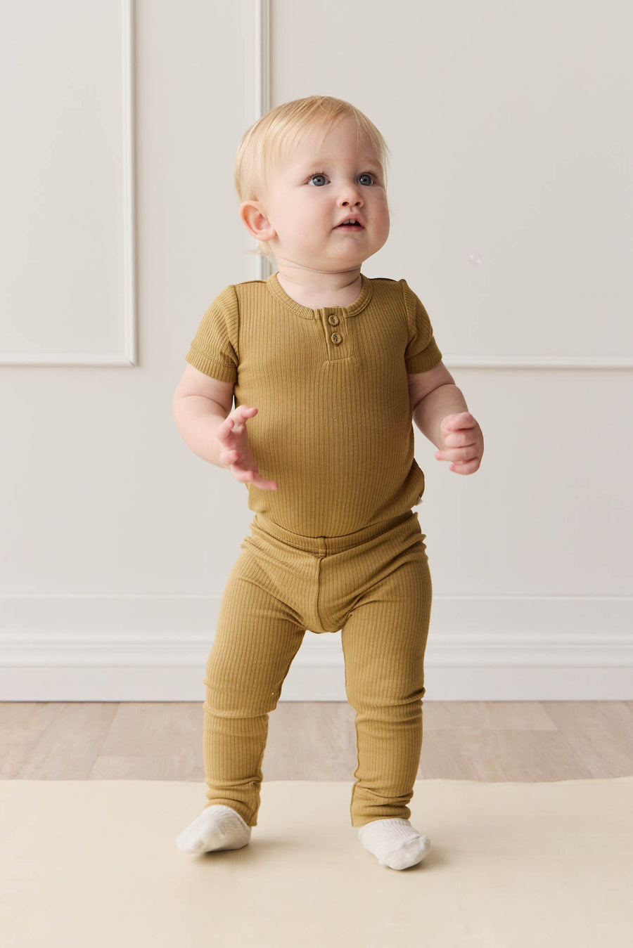 Organic Cotton Modal Darcy Rib Tee Bodysuit - Buffalo Childrens Bodysuit from Jamie Kay Australia