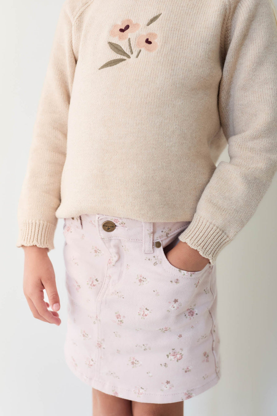 Audrey Knitted Jumper - Oatmeal Marle Petite Goldie Childrens Jumper from Jamie Kay Australia