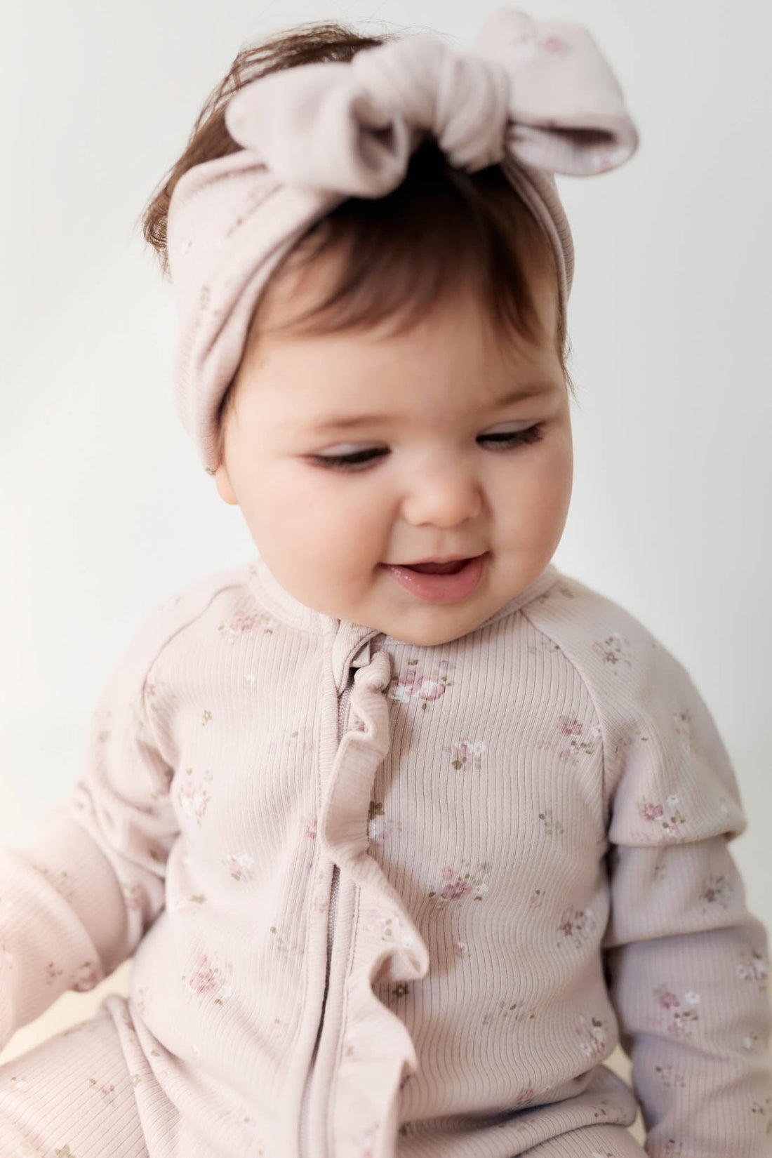 Organic Cotton Fine Rib Melanie Onepiece - Petite Fleur Violet Childrens Onepiece from Jamie Kay Australia