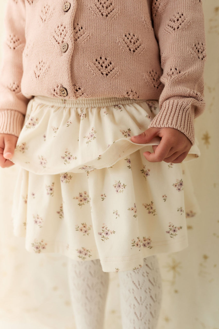 Organic Cotton Ruby Skirt - Goldie Bouquet Egret Childrens Skirt from Jamie Kay Australia