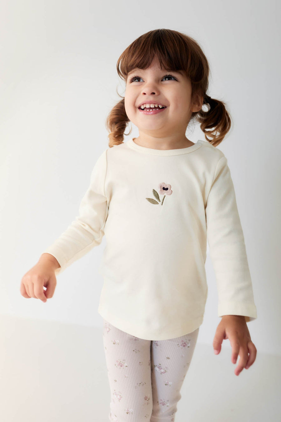 Pima Cotton Long Sleeve Top - Parchment Petite Goldie Childrens Top from Jamie Kay Australia