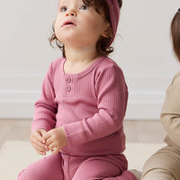 Organic Cotton Modal Long Sleeve Bodysuit - Rosette Childrens Bodysuit from Jamie Kay Australia