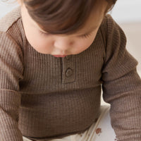 Organic Cotton Modal Long Sleeve Bodysuit - Brownie Marle Childrens Bodysuit from Jamie Kay Australia