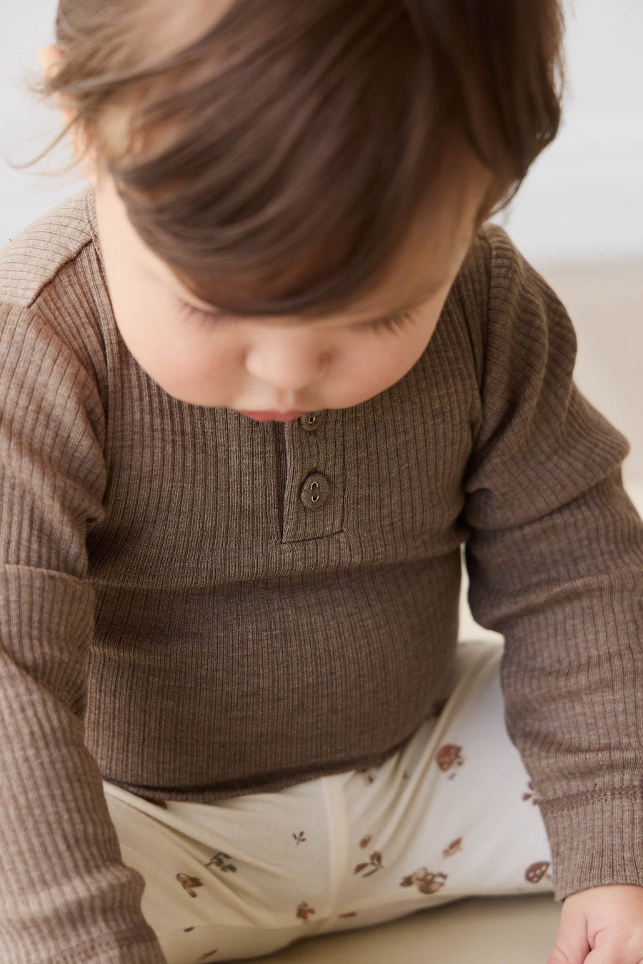 Organic Cotton Modal Long Sleeve Bodysuit - Brownie Marle Childrens Bodysuit from Jamie Kay Australia