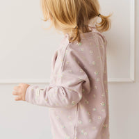 Organic Cotton Damien Sweatshirt - Simple Flowers Lilac Childrens Sweatshirting from Jamie Kay Australia