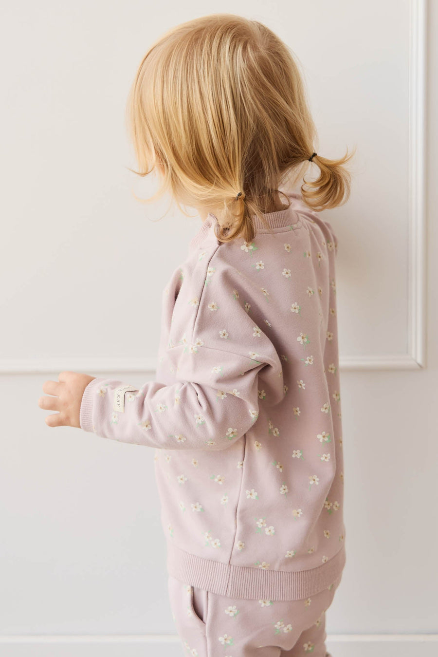 Organic Cotton Damien Sweatshirt - Simple Flowers Lilac Childrens Sweatshirting from Jamie Kay Australia