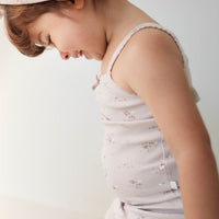 Organic Cotton Fine Rib Singlet - Petite Fleur Violet Childrens Singlet from Jamie Kay Australia