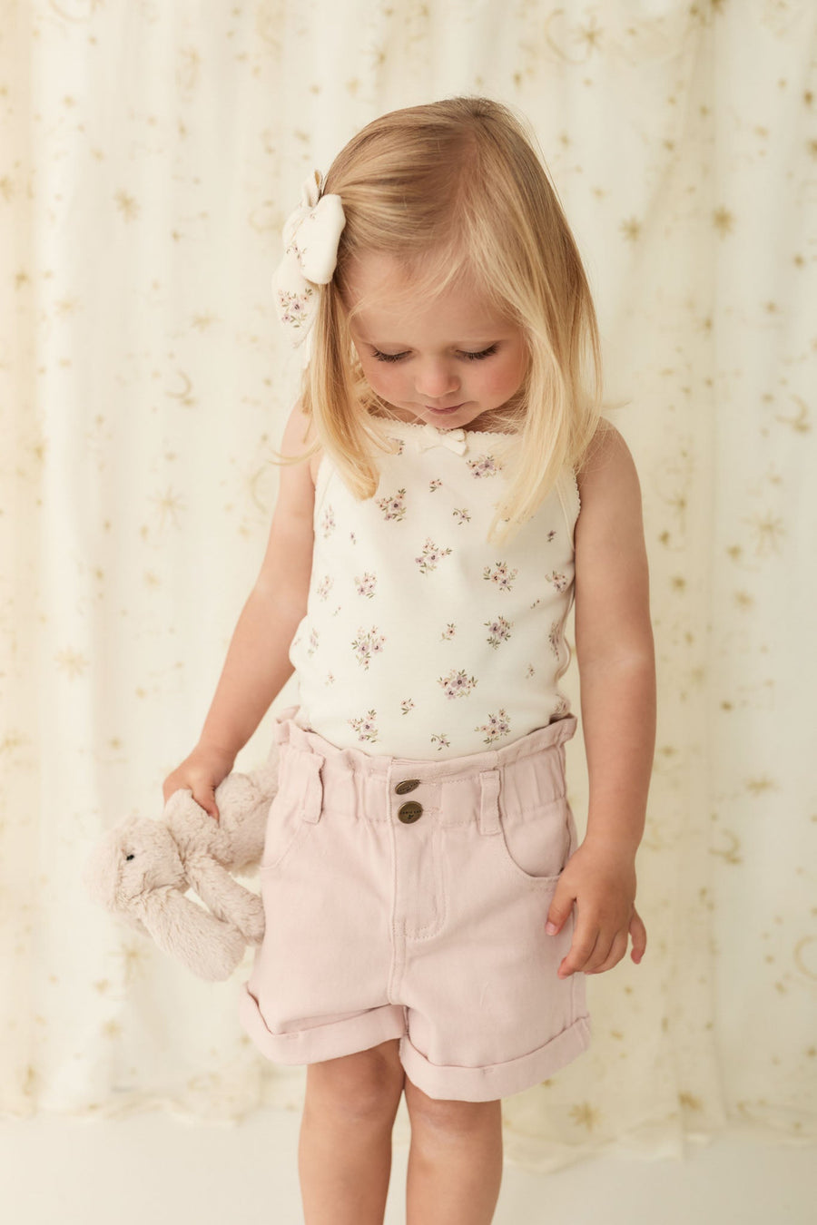 Organic Cotton Bridget Singlet Bodysuit - Goldie Bouquet Egret Childrens Bodysuit from Jamie Kay Australia