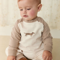 Organic Cotton Tao Sweatshirt Onepiece - Vintage Taupe Cosy Basil Childrens Onepiece from Jamie Kay Australia