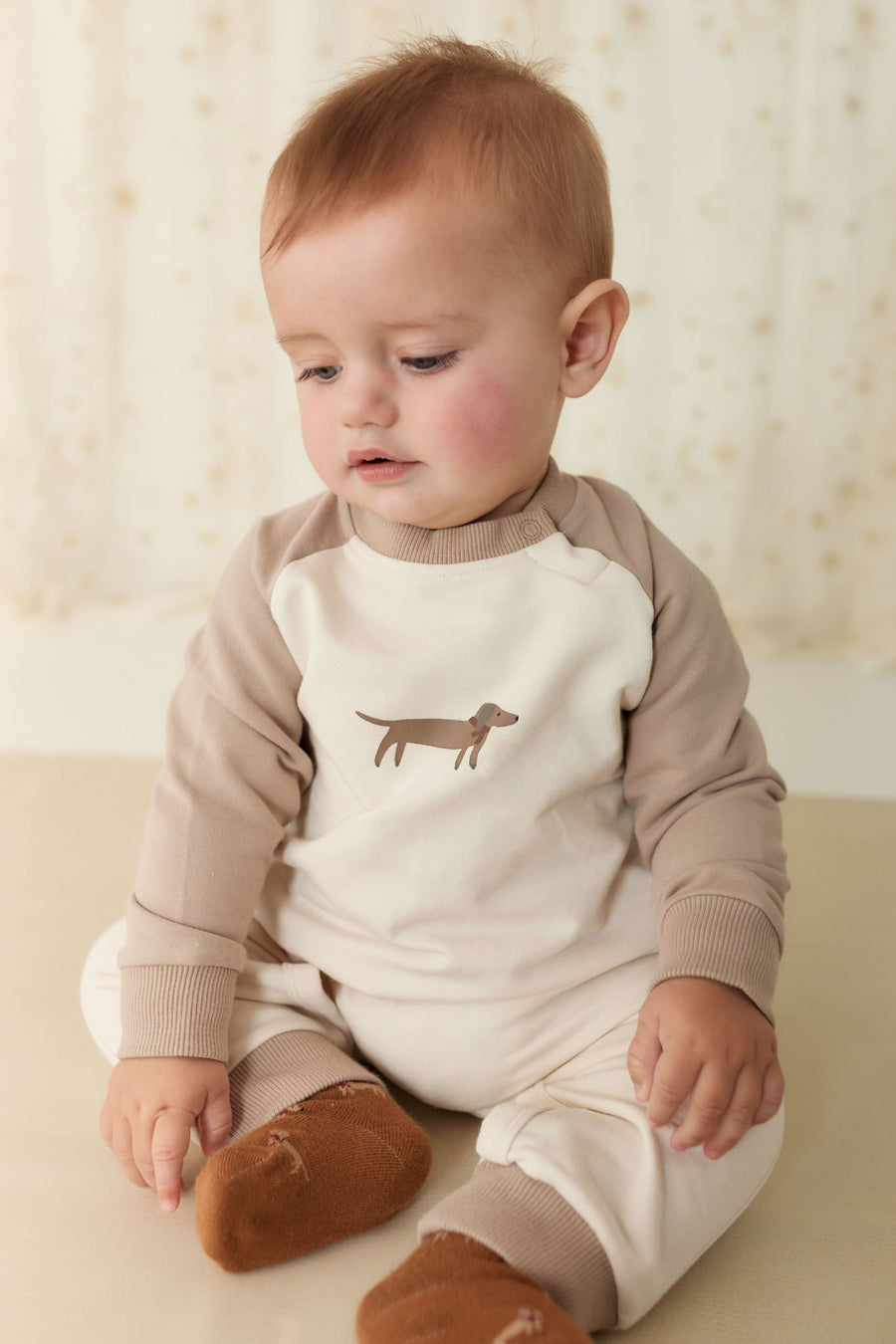 Organic Cotton Tao Sweatshirt Onepiece - Vintage Taupe Cosy Basil Childrens Onepiece from Jamie Kay Australia