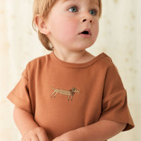 Pima Cotton Eddie T-Shirt - Spiced Cosy Basil Childrens Top from Jamie Kay Australia