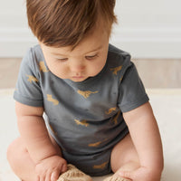 Organic Cotton Hudson Short Sleeve Bodysuit - Lenny Leopard Smoke Childrens Bodysuit from Jamie Kay Australia