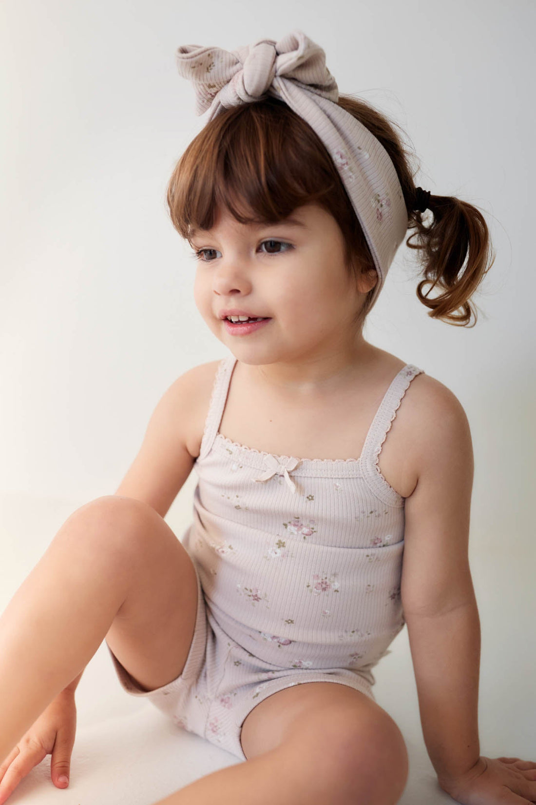 Organic Cotton Fine Rib Headband - Petite Fleur Violet Childrens Headband from Jamie Kay Australia