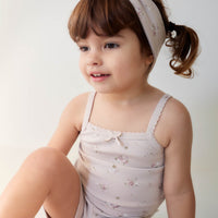 Organic Cotton Fine Rib Singlet - Petite Fleur Violet Childrens Singlet from Jamie Kay Australia