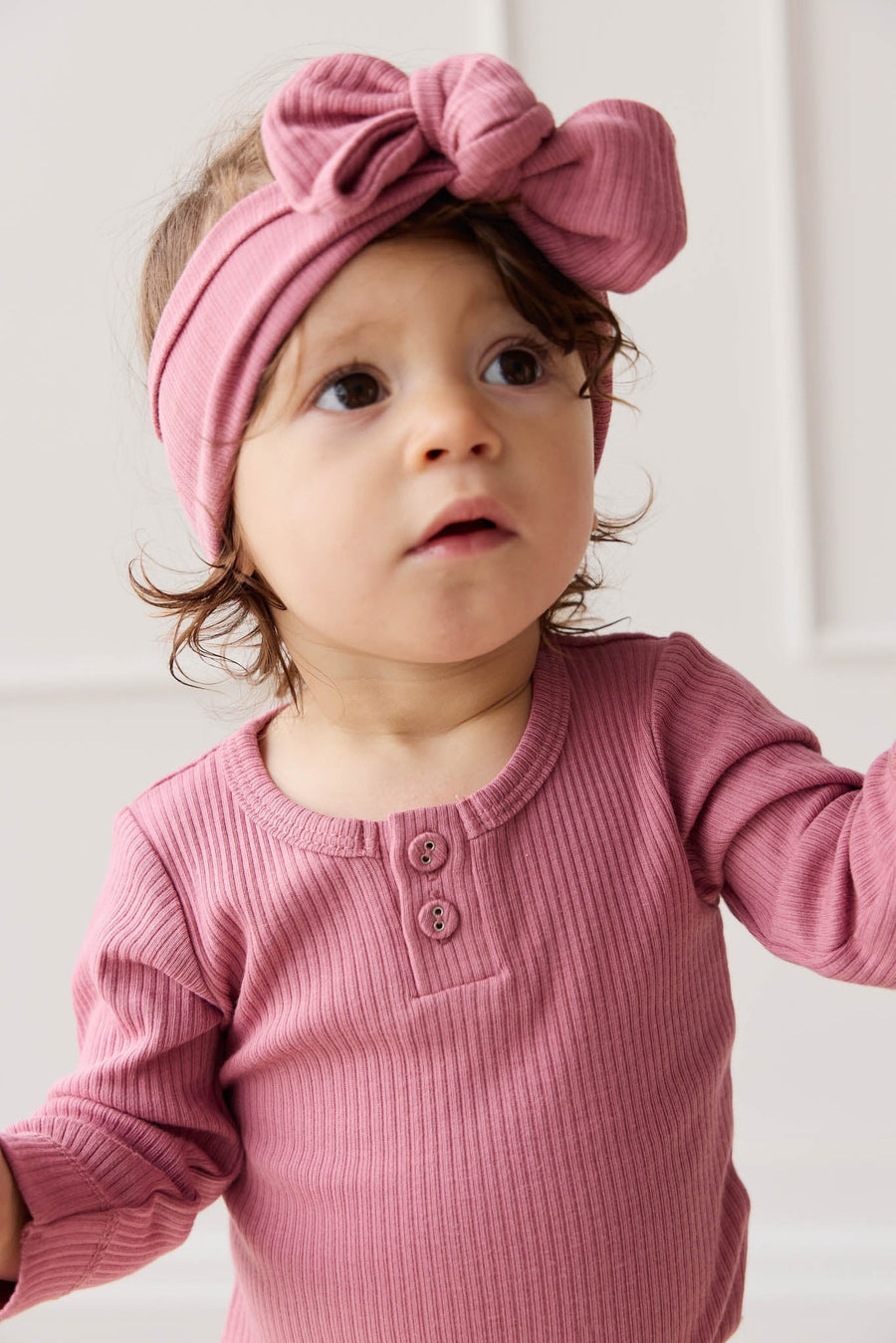 Organic Cotton Modal Long Sleeve Bodysuit - Rosette Childrens Bodysuit from Jamie Kay Australia