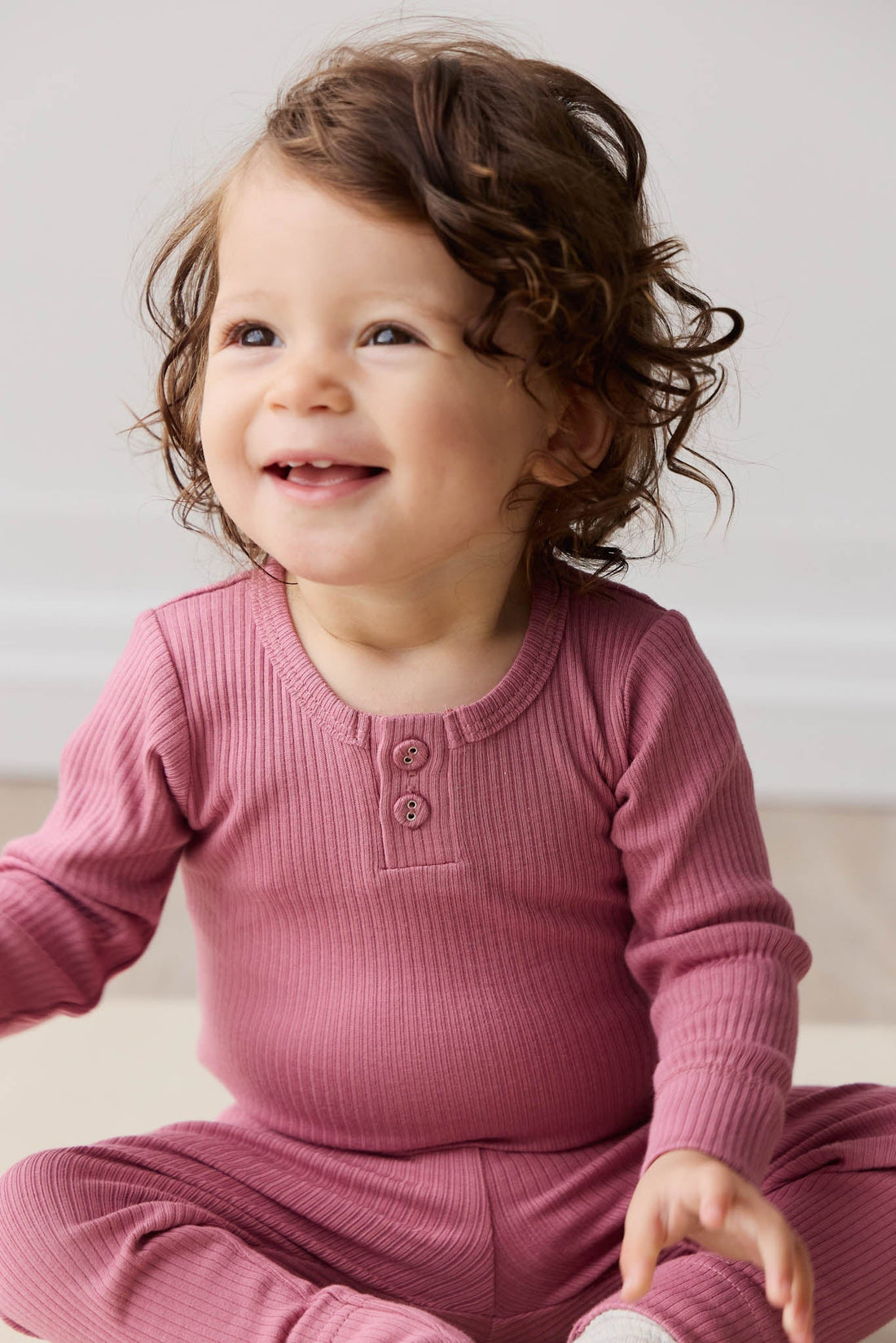 Organic Cotton Modal Long Sleeve Bodysuit - Rosette Childrens Bodysuit from Jamie Kay Australia