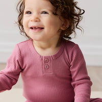 Organic Cotton Modal Long Sleeve Bodysuit - Rosette Childrens Bodysuit from Jamie Kay Australia