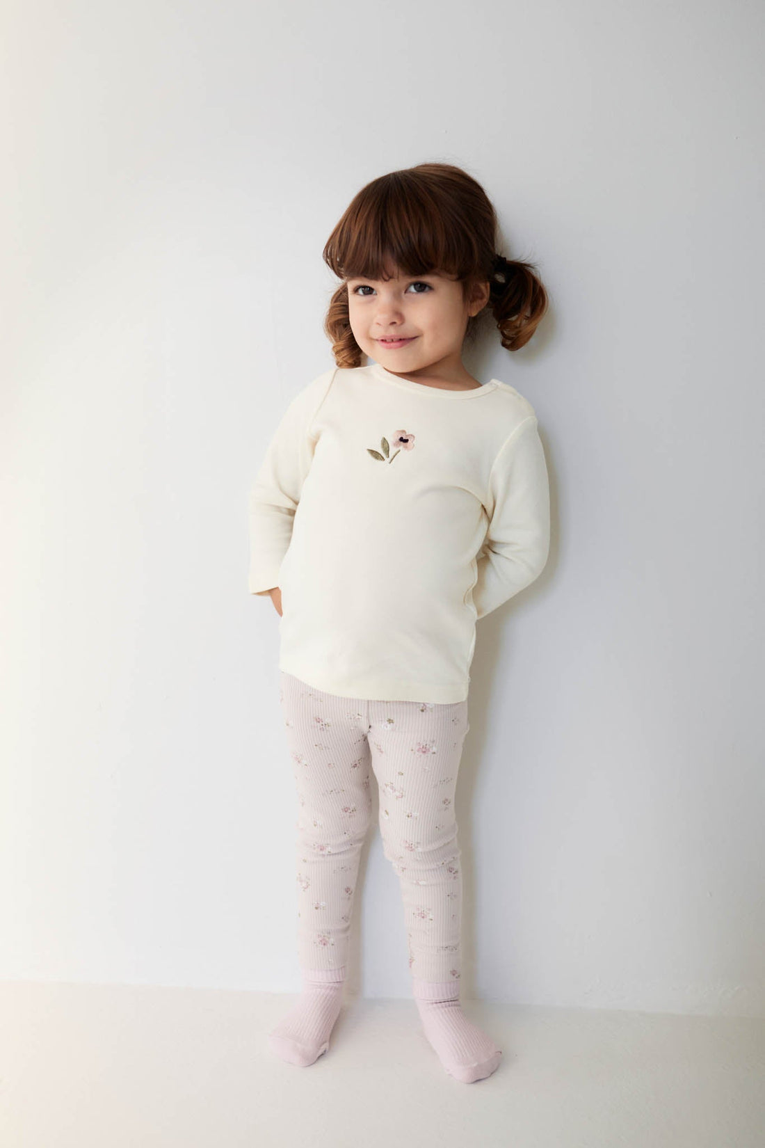 Pima Cotton Long Sleeve Top - Parchment Petite Goldie Childrens Top from Jamie Kay Australia