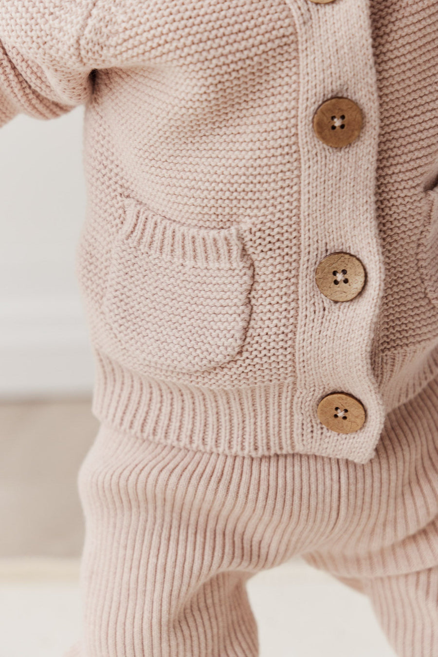 Sebastian Knitted Cardigan/Jacket - Ballet Pink Marle Childrens Cardigan from Jamie Kay Australia