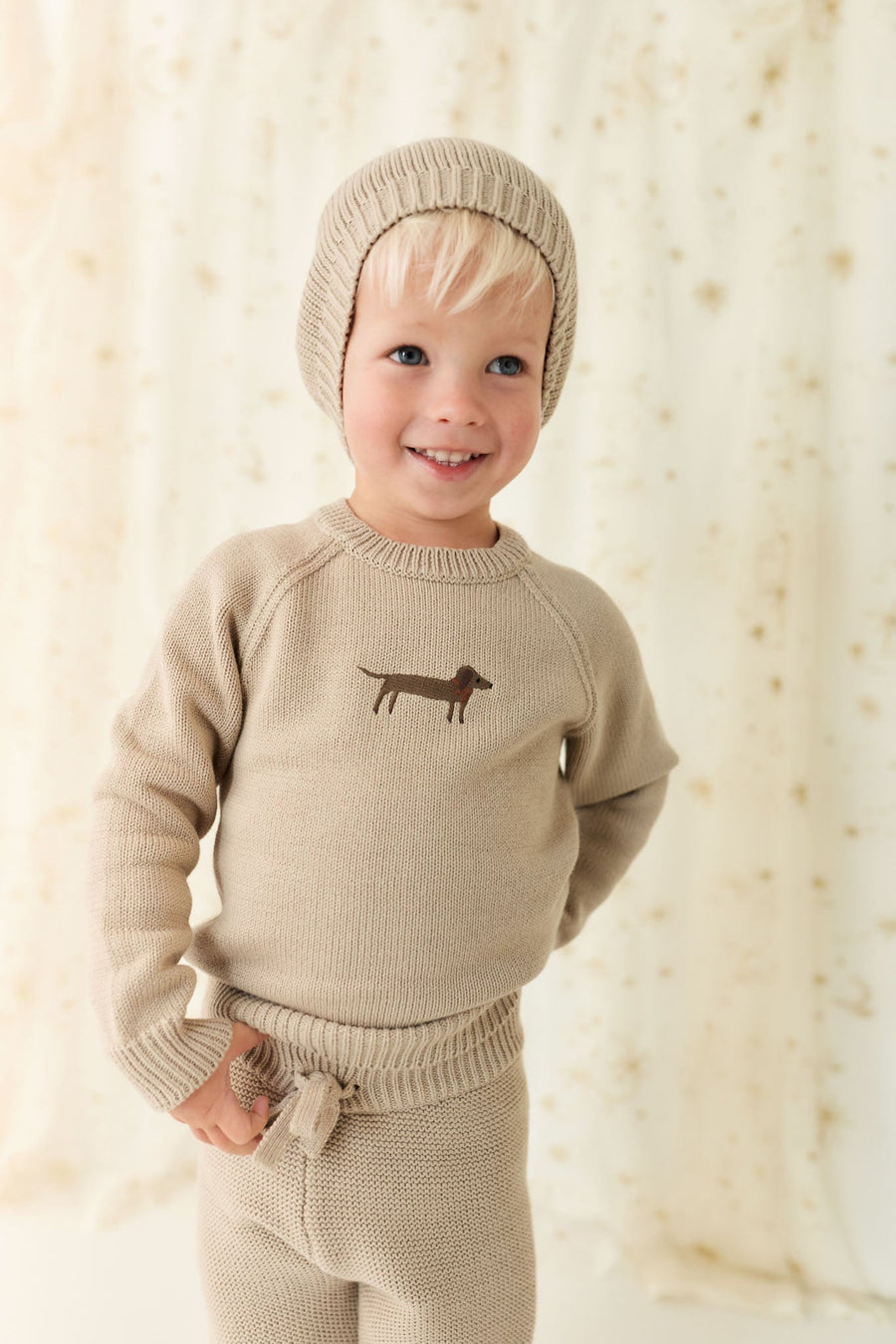 Ethan Jumper - Vintage Taupe Cosy Basil Childrens Jumper from Jamie Kay Australia