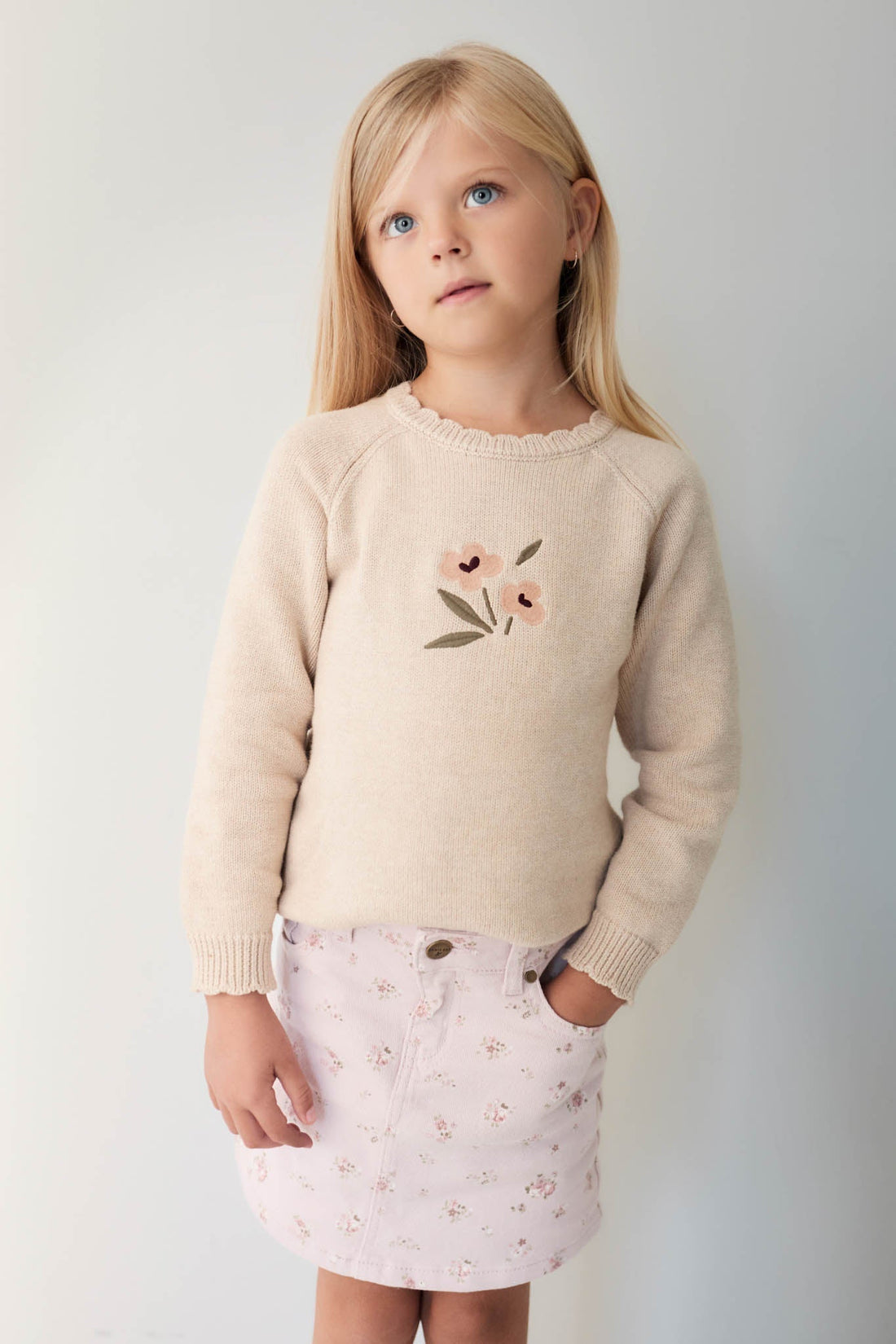 Audrey Knitted Jumper - Oatmeal Marle Petite Goldie Childrens Jumper from Jamie Kay Australia