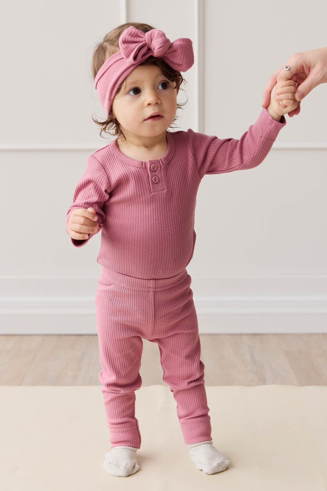 Organic Cotton Modal Long Sleeve Bodysuit - Rosette Childrens Bodysuit from Jamie Kay Australia