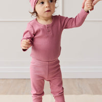 Organic Cotton Modal Long Sleeve Bodysuit - Rosette Childrens Bodysuit from Jamie Kay Australia