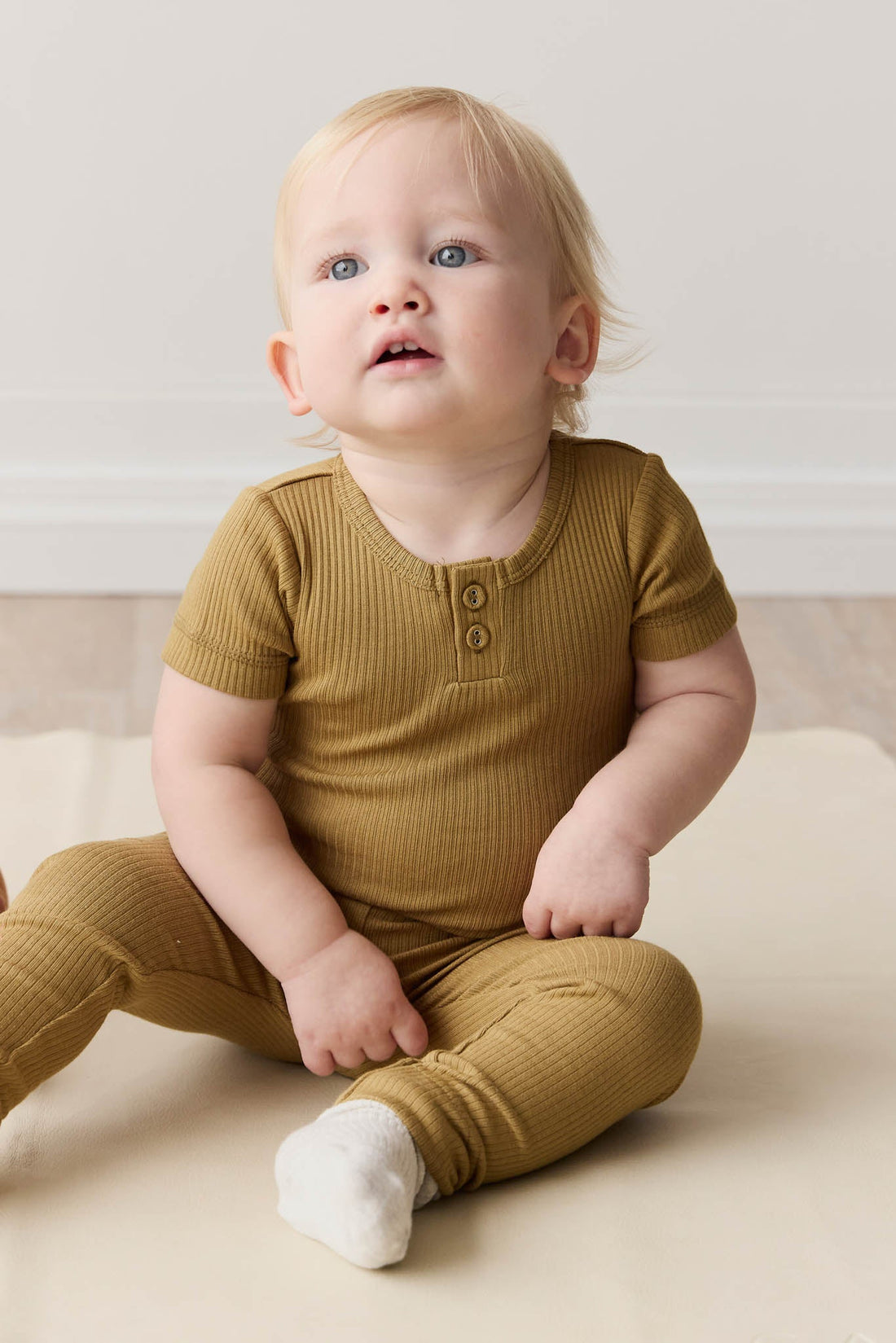 Organic Cotton Modal Darcy Rib Tee Bodysuit - Buffalo Childrens Bodysuit from Jamie Kay Australia