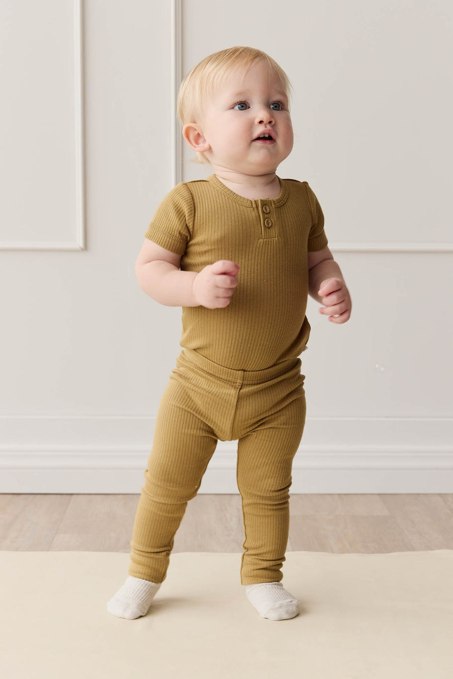 Organic Cotton Modal Darcy Rib Tee Bodysuit - Buffalo Childrens Bodysuit from Jamie Kay Australia